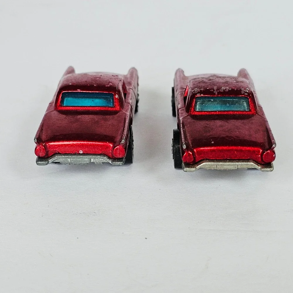 1977 Hot Wheels 57 Thunderbird Metallic Red Diecast Car Lot 2pc Vintage Toy